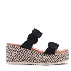 Wedge espadrilles in material mix for women