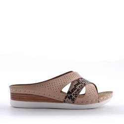 Faux leather slipper