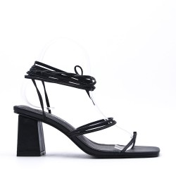 Faux leather heeled sandal