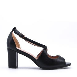 Faux leather heeled sandal