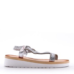 Women's faux leather wedge sandal