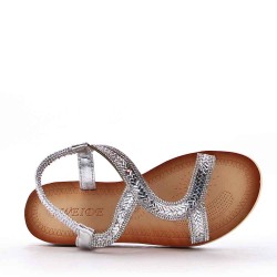 Women's faux leather wedge sandal