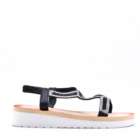 Women's faux leather wedge sandal