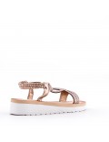 Sandale compensée en simili cuir pour femme