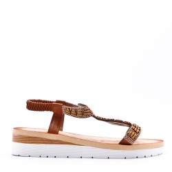 Women's faux leather wedge sandal