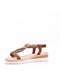 Women's faux leather wedge sandal