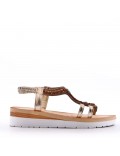 Women's faux leather wedge sandal