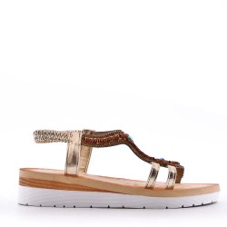 Women's faux leather wedge sandal