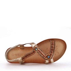 Women's faux leather wedge sandal