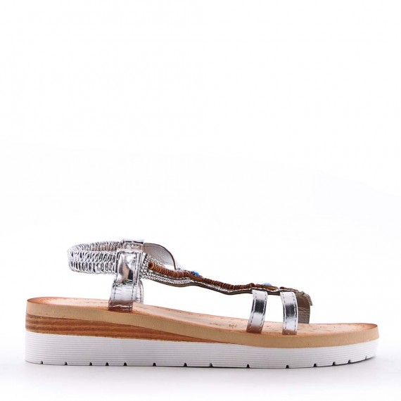 Women's faux leather wedge sandal