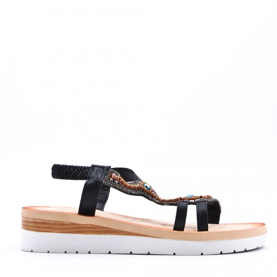 Women's faux leather wedge sandal