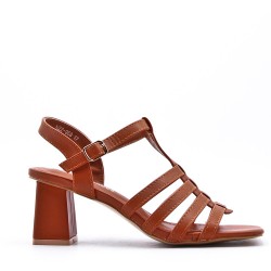 Faux leather heeled sandal