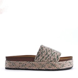 Slipper in mixed materials for women