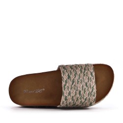 Slipper in mixed materials for women