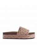 Slipper in mixed materials for women