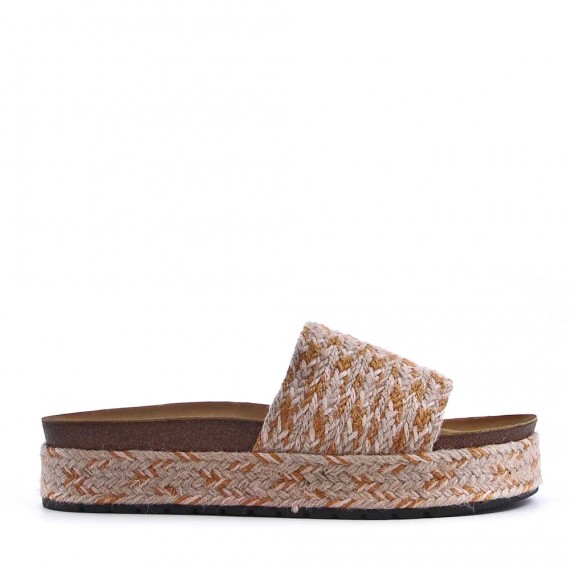 Slipper in mixed materials for women