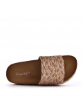 Slipper in mixed materials for women