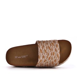 Slipper in mixed materials for women