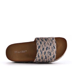 Slipper in mixed materials for women