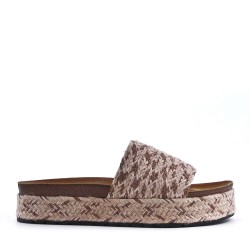 Slipper in mixed materials for women