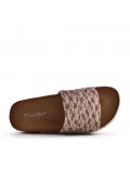 Slipper in mixed materials for women