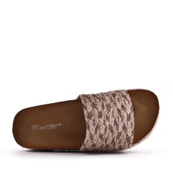 Slipper in mixed materials for women