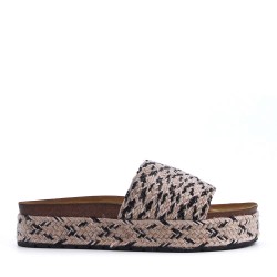 Slipper in mixed materials for women