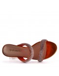 Sandal in mixed materials for women