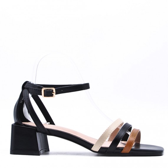 Sandal in mixed materials for women