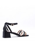 Sandal in mixed materials for women