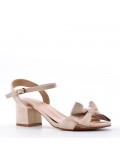 Low heel faux suede sandal