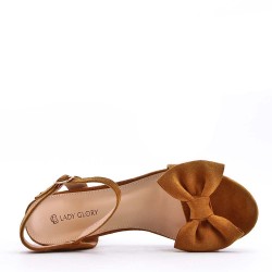 Low heel faux suede sandal