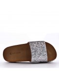 Slipper in mixed materials for women