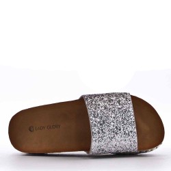 Slipper in mixed materials for women