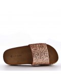 Slipper in mixed materials for women