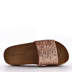 Slipper in mixed materials for women