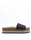 Slipper in mixed materials for women