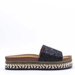 Slipper in mixed materials for women