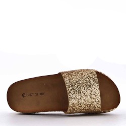 Slipper in mixed materials for women