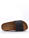 Slipper in mixed materials for women