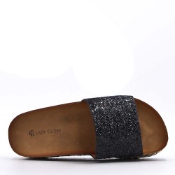 Slipper in mixed materials for women