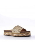 Slipper in mixed materials for women