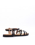 Flat sandals in a material mix for women