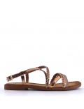 Flat sandals in a material mix for women