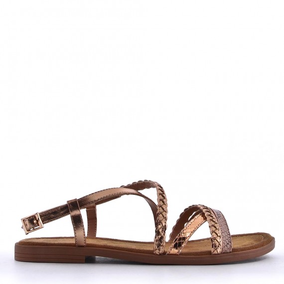 Flat sandals in a material mix for women