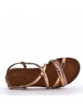 Flat sandals in a material mix for women