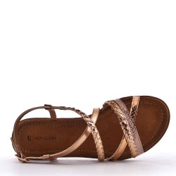 Flat sandals in a material mix for women