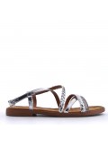 Flat sandals in a material mix for women