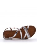 Flat sandals in a material mix for women