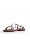 Flat sandals in a material mix for women